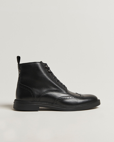 BOSS BLACK Calev Leather Brogue Boot Black – Musta
