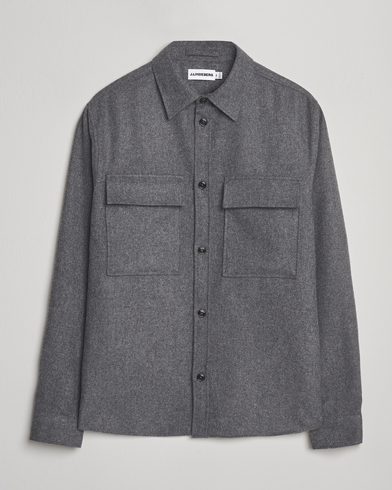 J.Lindeberg Flat Wool Overshirt Dark Grey Melange – Harmaa