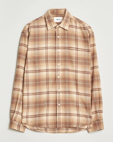 NN07 Deon Flannel Checked Shirt Camel – Ruskea