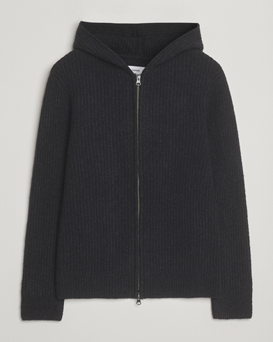 Samsøe Samsøe Koji Knitted Full Zip Hoodie Black Melange – Musta