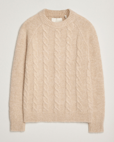 GANT Alpaca/Lambswool Cable Crew Neck Seed Melange – Beige