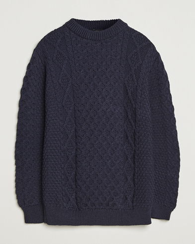 Gloverall Aran Wool Knitted Sweater Navy – Sininen