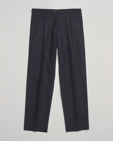 Boglioli Pleated Flannel Trousers Navy – Sininen