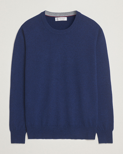 Brunello Cucinelli 2 Ply Cashmere Pullover Dark Blue – Sininen