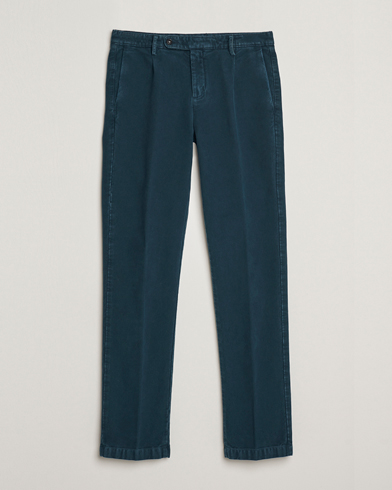Massimo Alba Ionio Pleated Moleskine Trousers Petrol Blue – Sininen