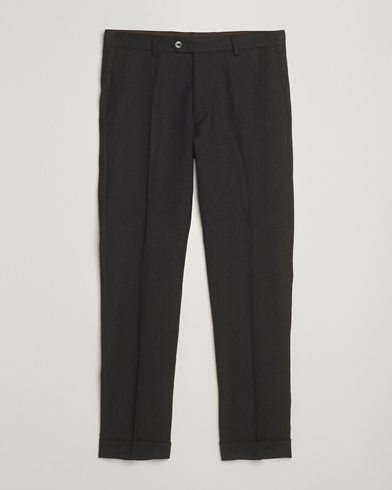 Oscar Jacobson Dandy Turn Up Flannel Trousers Dark Brown – Ruskea