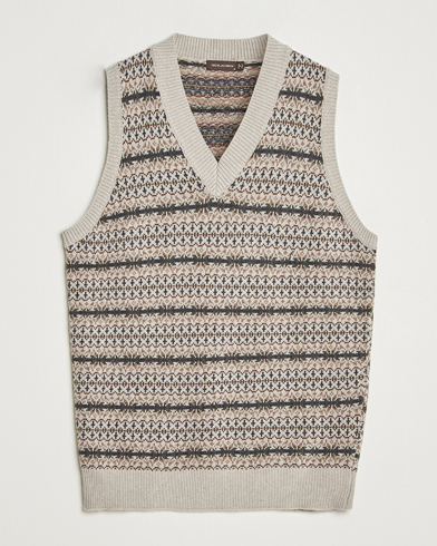 Oscar Jacobson Lucas Fair Isle Wool/Cashmere Vest Beige – Beige