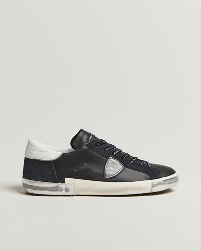 Philippe Model Prsx Low Top Leather Sneakers Black/Silver – Musta