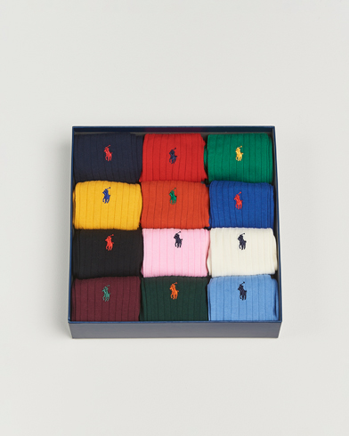 Polo Ralph Lauren 12-Pack Egyptian Rib Cotton Crew Socks Multicolor – Monivärinen