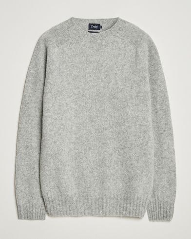 Drake's Brushed Shetland Crew Grey – Harmaa