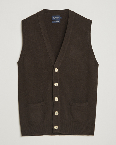 Drake's Lambswool Vest Cardigan Dark Brown – Ruskea