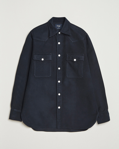 Drake's Moleskine Western Shirt Navy – Sininen