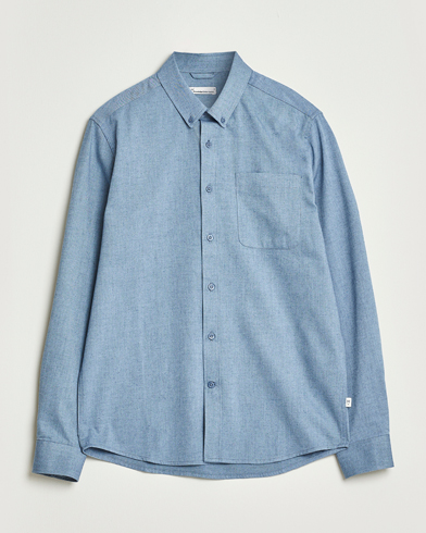 KnowledgeCotton Apparel Regular Fit Melange Flannel Shirt Denim – Sininen