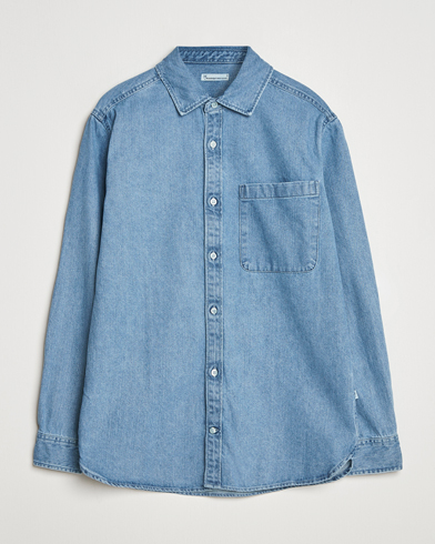 KnowledgeCotton Apparel Cotton Indigo Denim Shirt Light Blue – Sininen