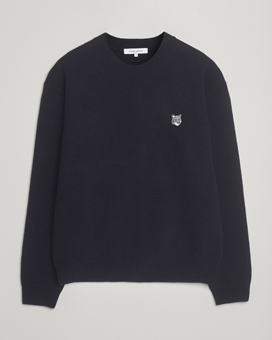 Maison Kitsuné Grey Fox Head Milano Lambswool Sweater Classic Navy – Sininen