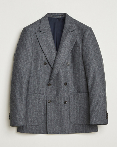 Tiger of Sweden Joachim Wool Double Breasted Pinstriped Blazer Silver – Harmaa