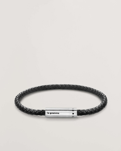LE GRAMME Leather Cable Bracelet Black/Sterling Silver 7g – Musta