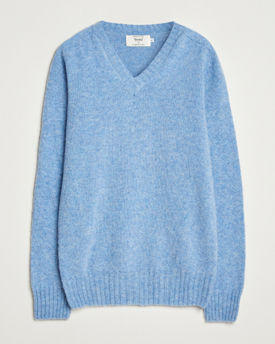 Harley Of Scotland for Care of Carl Harley Of Scotland Brushed Supersoft Lambswool V-Neck Light Blue – Sininen
