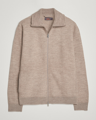Morris Corke Knitted Zip Jacket Khaki – Beige