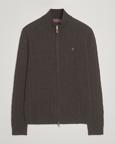 Morris Merino Cable Zip Cardigan Brown – Ruskea