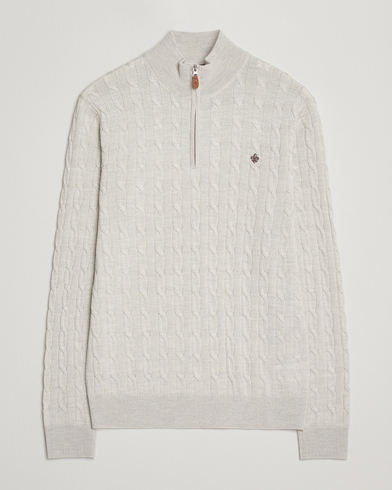 Morris Merino Cable Half Zip Off White – Valkoinen