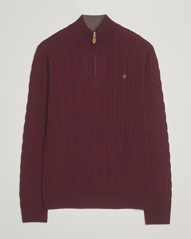Morris Merino Cable Half Zip Wine Red – Punainen