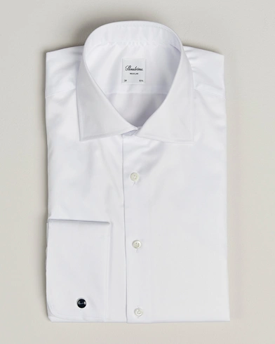 Stenströms Regular Fit Cotton Twill Double Cuff Shirt White – Valkoinen