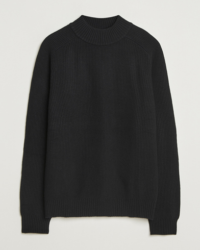 Filippa K Ribbed Wool Mockneck Sweater Black – Musta
