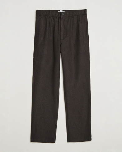 Samsøe Samsøe Bertil Flannel Drawstring Trousers Black Coffee Melange – Ruskea