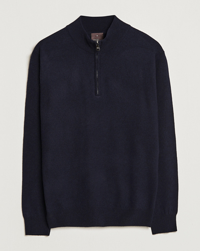 Oscar Jacobson Patton Wool Half-Zip Navy – Sininen