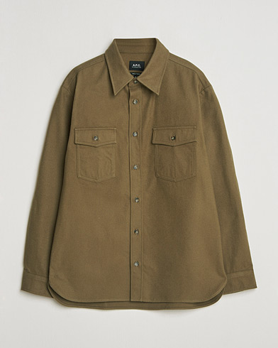 A.P.C. Brushed Cotton Overshirt Khaki – Vihreä