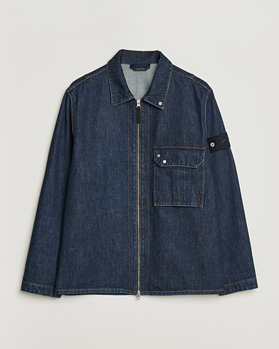 Stone Island Denim Zip Shirt Jacket Blue Rinse – Sininen