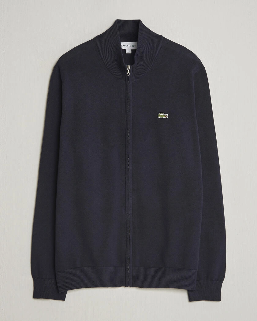 Lacoste Cotton Knitted Full Zip Navy Blue – Sininen