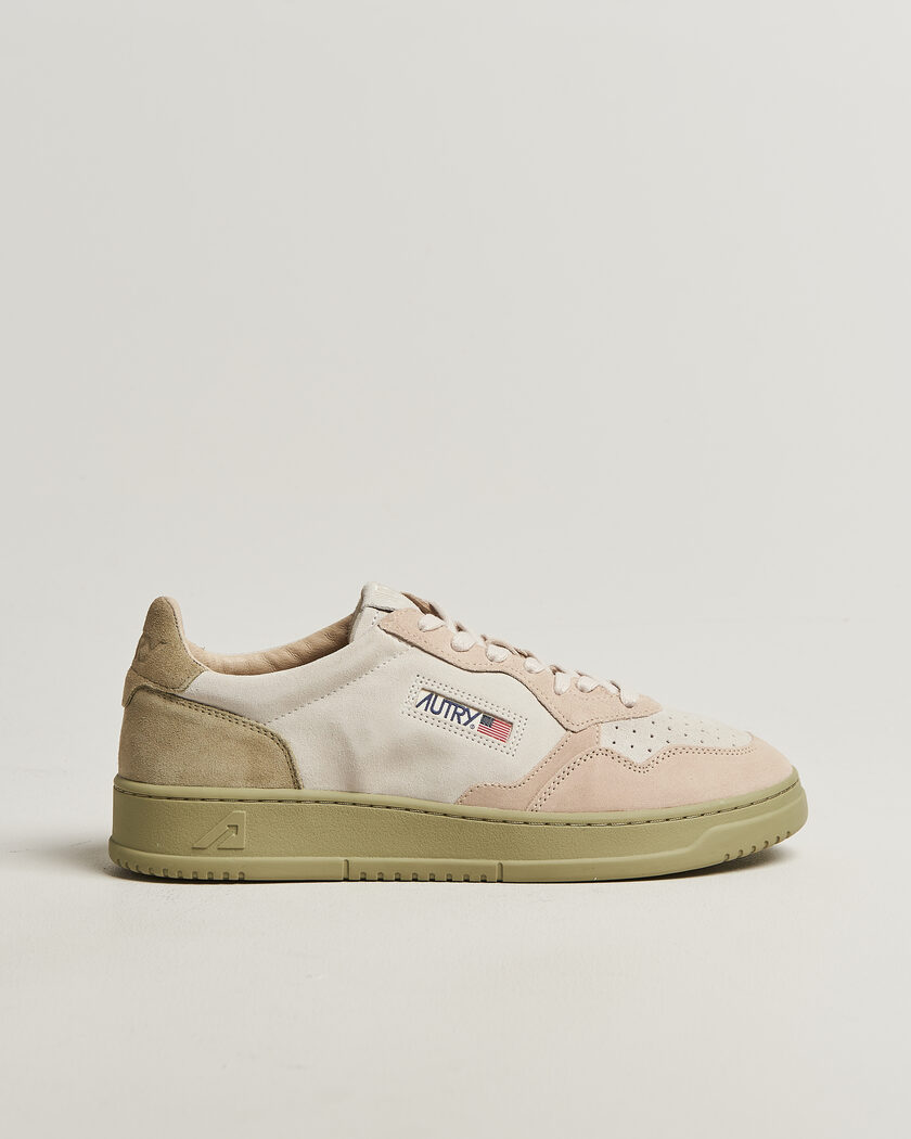 Autry Medalist Low Suede Mix Sneaker Green/White/Sand – Monivärinen