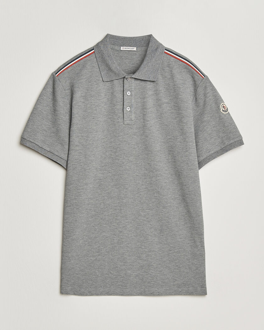 Moncler Tricolore Shoulder Polo Light Grey – Harmaa