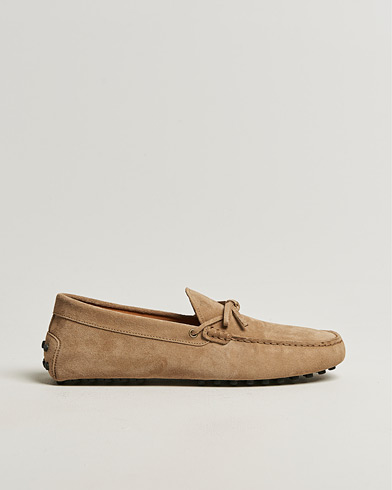 Tod's Lacetto Gommino Carshoe Beige Suede – Beige