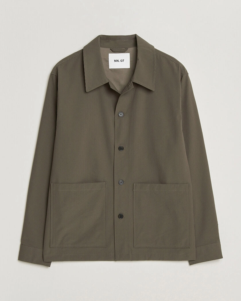 NN07 Blaze Seersucker Overshirt Mable Husk – Vihreä