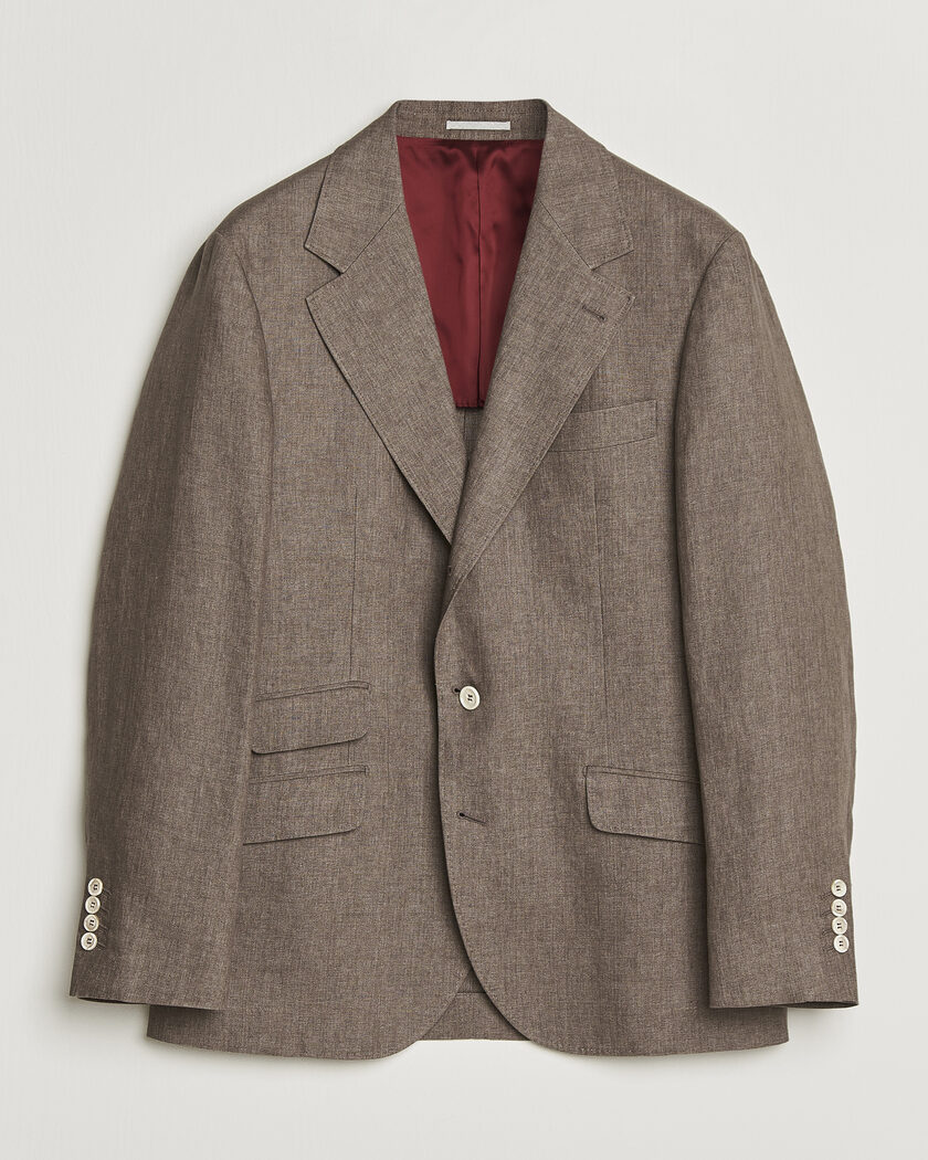 Brunello Cucinelli Linen Blazer Dark Brown – Ruskea