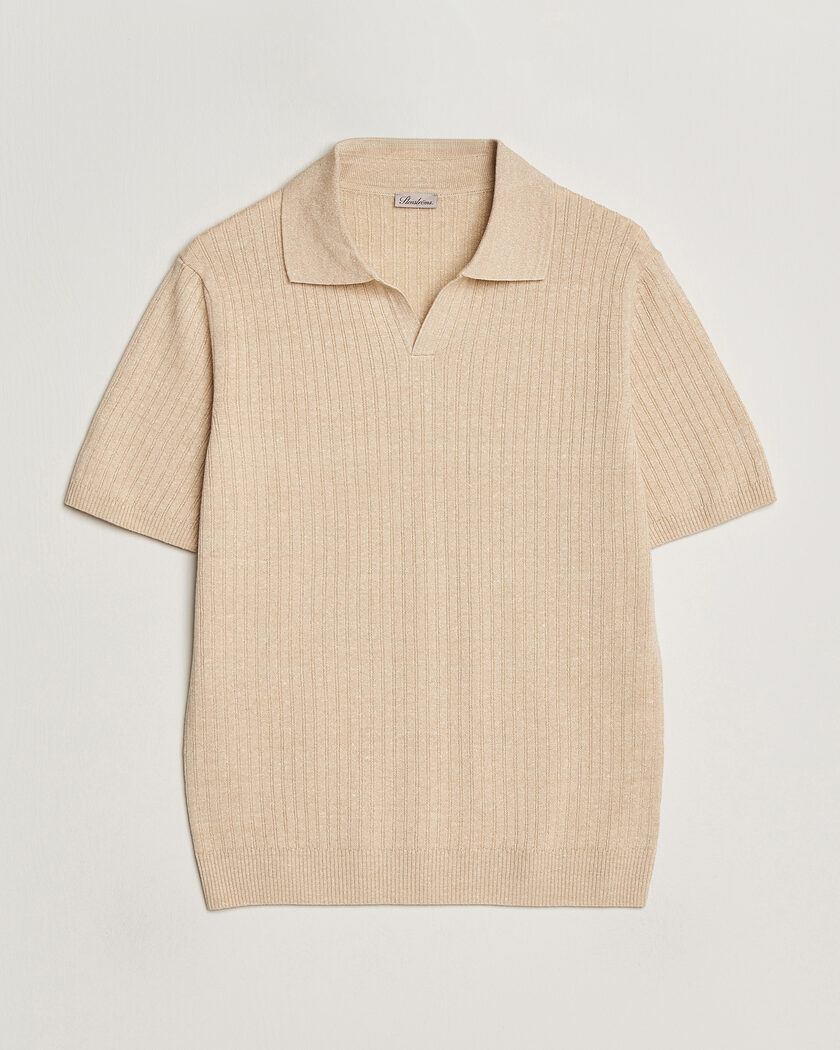 Stenströms Linen/Merino Structured Polo Beige – Beige