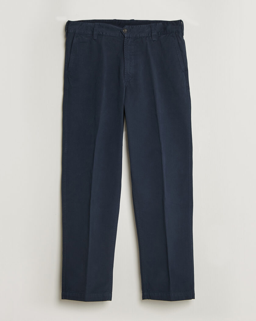 Drake's Peached Flat Front Cotton Chino Navy – Sininen