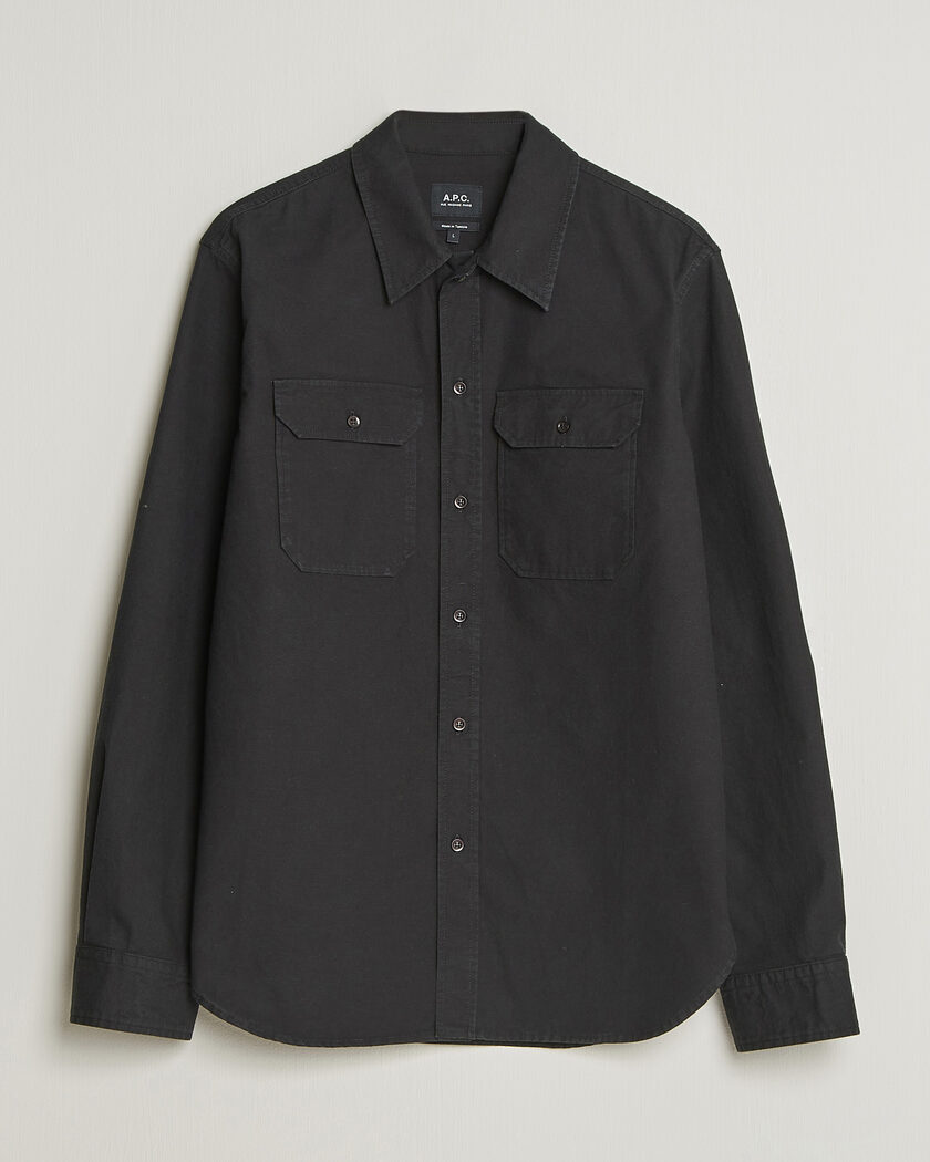 A.P.C. Safari Cotton/Linen Overshirt Faded Black – Musta