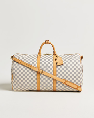Louis Vuitton Pre-Owned Keepall Bandouliére Damier Azur – Valkoinen
