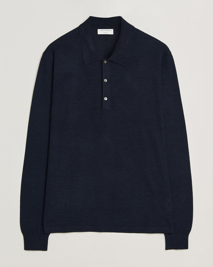 Tiger of Sweden Eross Merino Knitted Polo Light Ink – Sininen