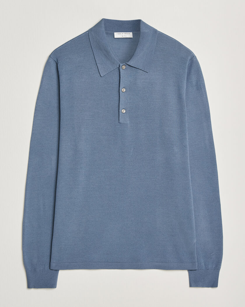 Tiger of Sweden Eross Merino Knitted Polo Dull Blue – Sininen