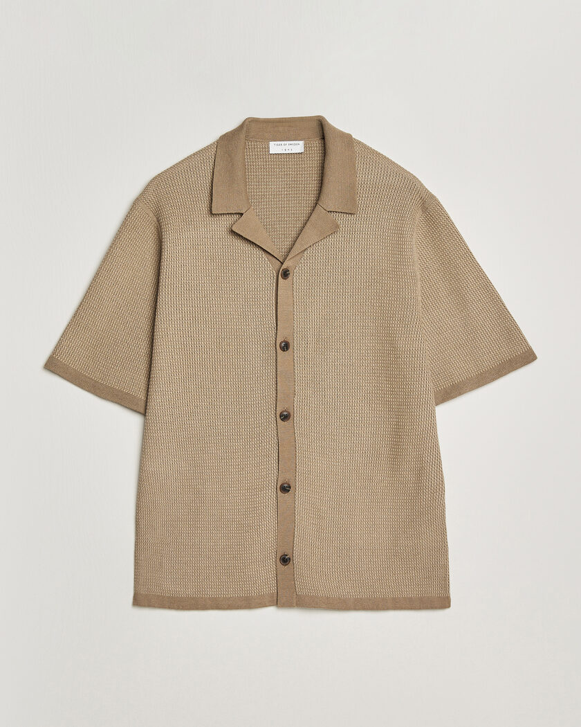 Tiger of Sweden River Knitted Short Sleeve Shirt Umber Brown – Ruskea