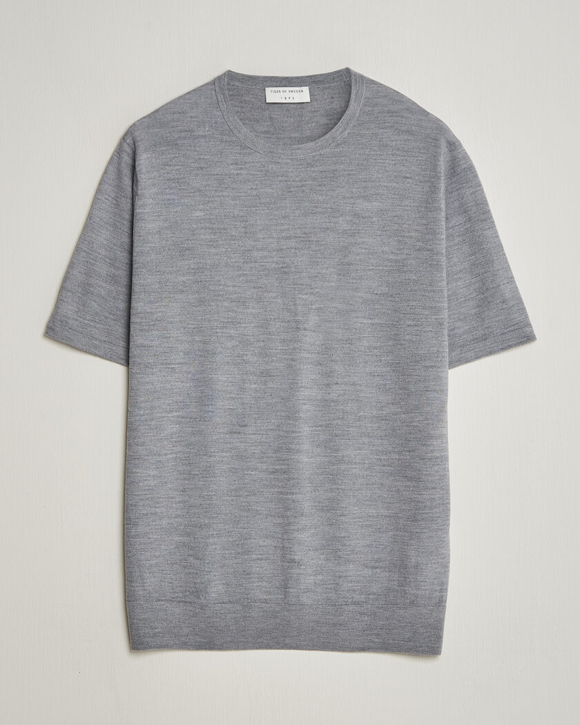 Tiger of Sweden Connor Knitted Crew Neck T-Shirt Grey Melange – Harmaa