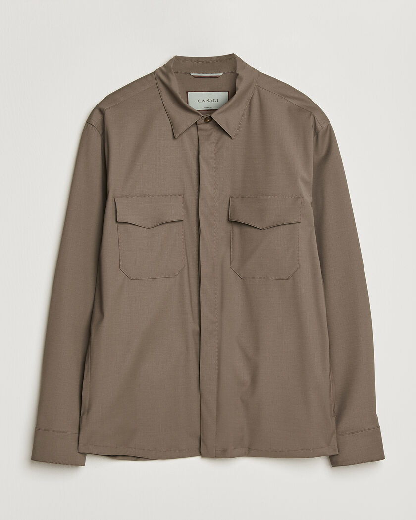 Canali Travel Wool Overshirt Brown – Ruskea