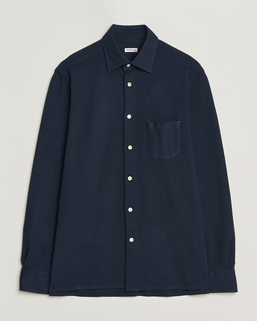 Kiton Jersey Piquet Shirt Navy – Sininen