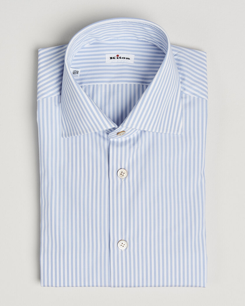 Kiton Slim Fit Dress Shirt Light Blue Stripe – Sininen