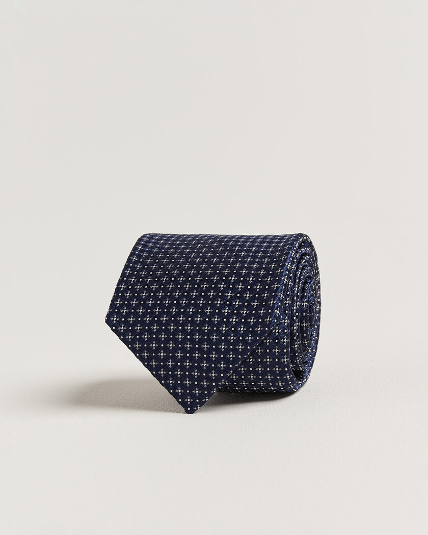 Kiton Flower Jacquard Silk Tie Navy – Sininen